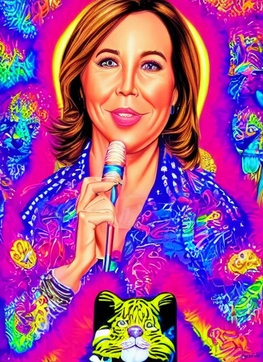 Image similar to highly detailed ultra realistic portrait of discheveled alex jones by lisa frank