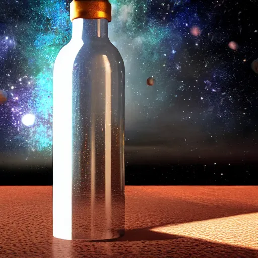 Image similar to the universe contained in a bottle, insanely detailed, unreal render, dramatic light