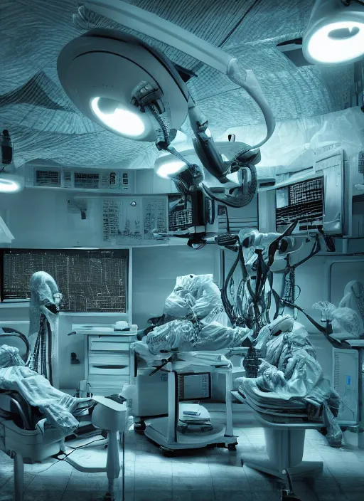 Prompt: cinematic shot epic, hyper realistic, mood lighting, fantasy, detailed operating room, highly detailed, super realistic, perfect lighting pixel sorting, style sheet