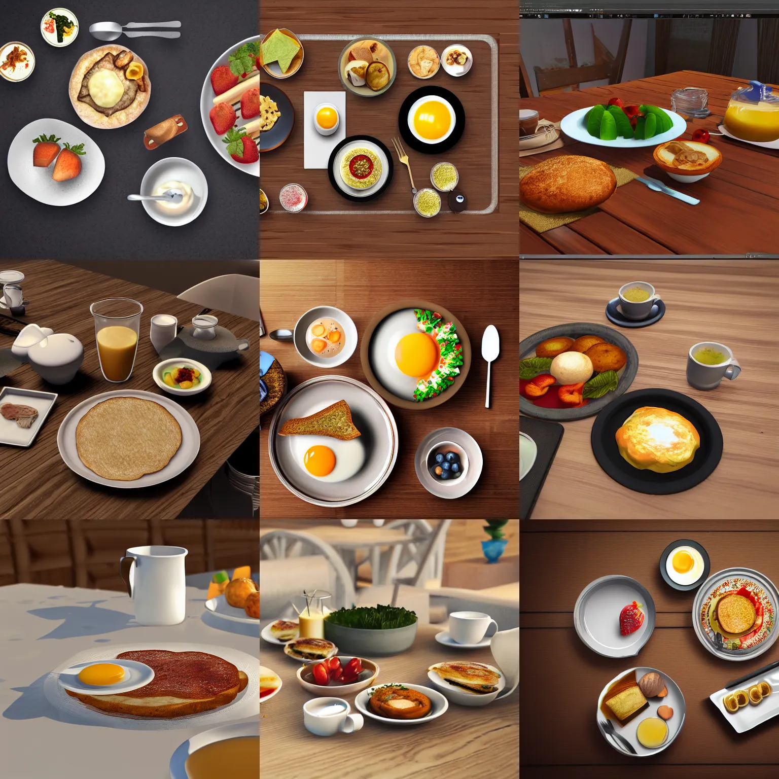 Prompt: Breakfast on the table, rendered in unreal engine