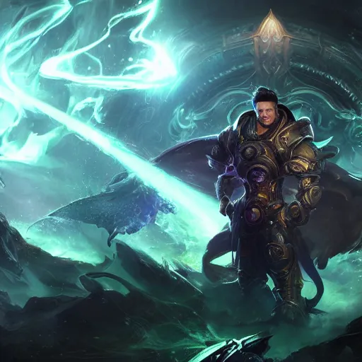 Image similar to portrait of elon musk as a spellcaster, league of legends amazing splashscreen artwork, gears of war, splash art, natural light, elegant, photorealistic facial features, intricate, fantasy, detailed face, atmospheric lighting, anamorphic lens flare, cinematic lighting, league of legends splash art, hd wallpaper, ultra high details by greg rutkowski