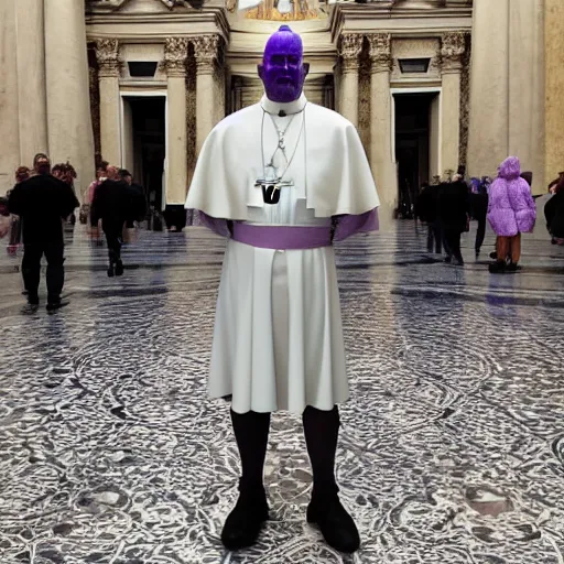 Image similar to a vacation photo of thanos visiting the vatican