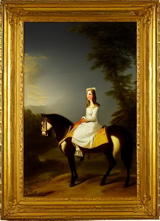 Prompt: princess on horse in god light, by asher brown durand, medieval art