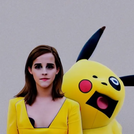 Image similar to photo of a pikachu with the face of emma watson