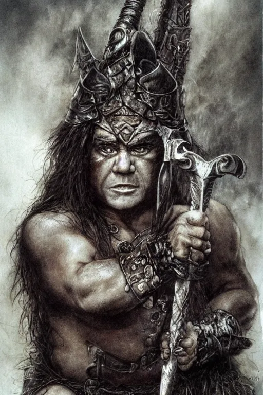 Image similar to danny devito as conan the barbarian by luis royo