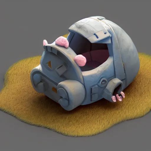 Image similar to Isometric 3D Fantasy Cute and adorable pig spacecraft, Smooth 3D Illustration, soft render, Servando Lupini, Daniil Kudriavtsev, handpaint texture, Blender, 3DCoat H 648