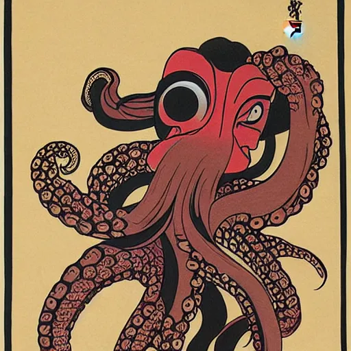 Image similar to octopus woman ukiyo - e style,