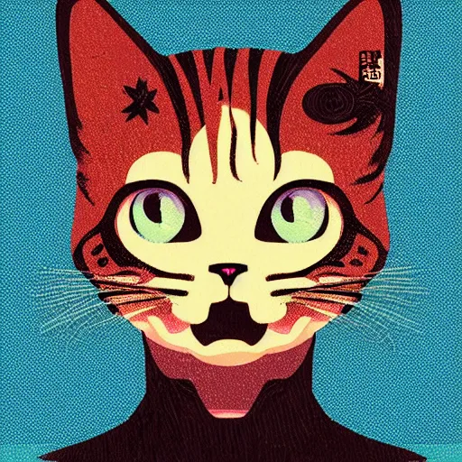 Image similar to delirium anime cat face portrait by petros afshar, tom whalen, laurie greasley, by greg rutkowski