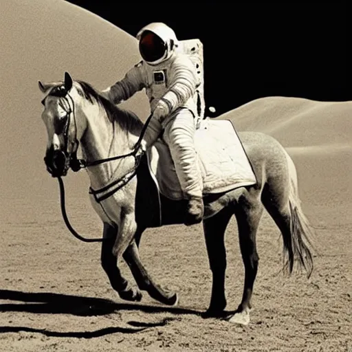 Prompt: photo of an astronaut riding a horse