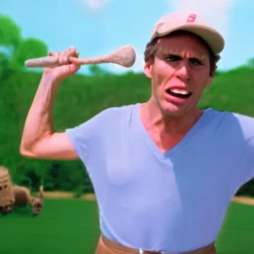 Image similar to Live Action Still of Jerma in Caddyshack, real life, hyperrealistic, ultra realistic, realistic, highly detailed, epic, HD quality, 8k resolution, body and headshot, film still