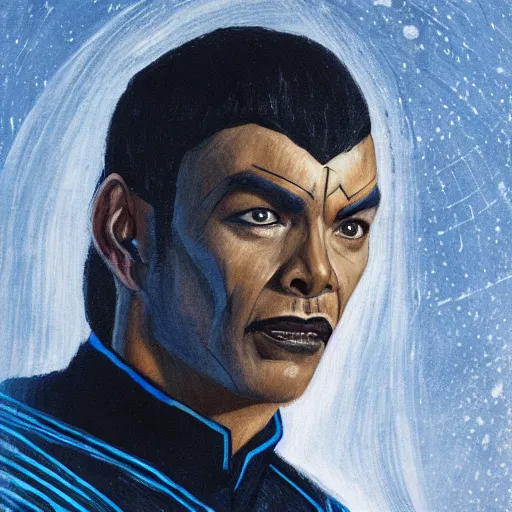 Prompt: Star Trek Discovery white Klingon Torchbearer portrait by El Greco