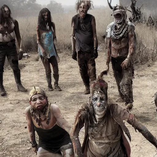 Image similar to post - apocalyptic tribe people