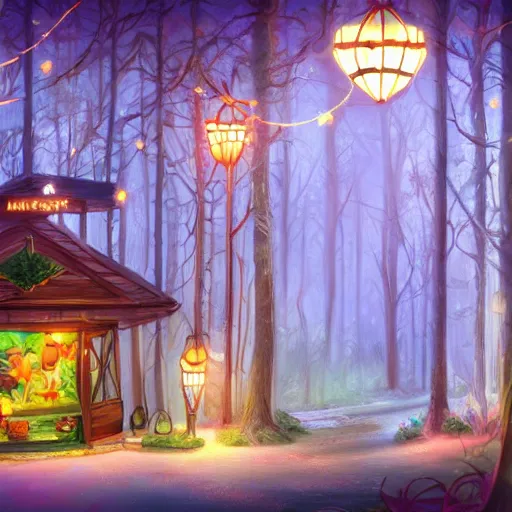 Prompt: a woodland clothing store run by a fairy princess 4 k ultra detailed colorful cute artstation trending enigmatic lighting soft bokeh diffuse