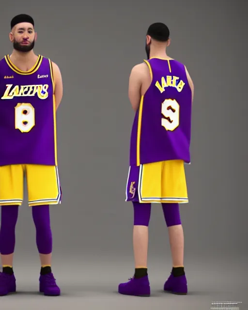 Image similar to military uniform, inspired by los angeles lakers, octane render