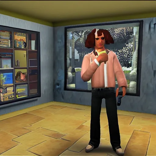 Image similar to quentin tarantino in the video game sims