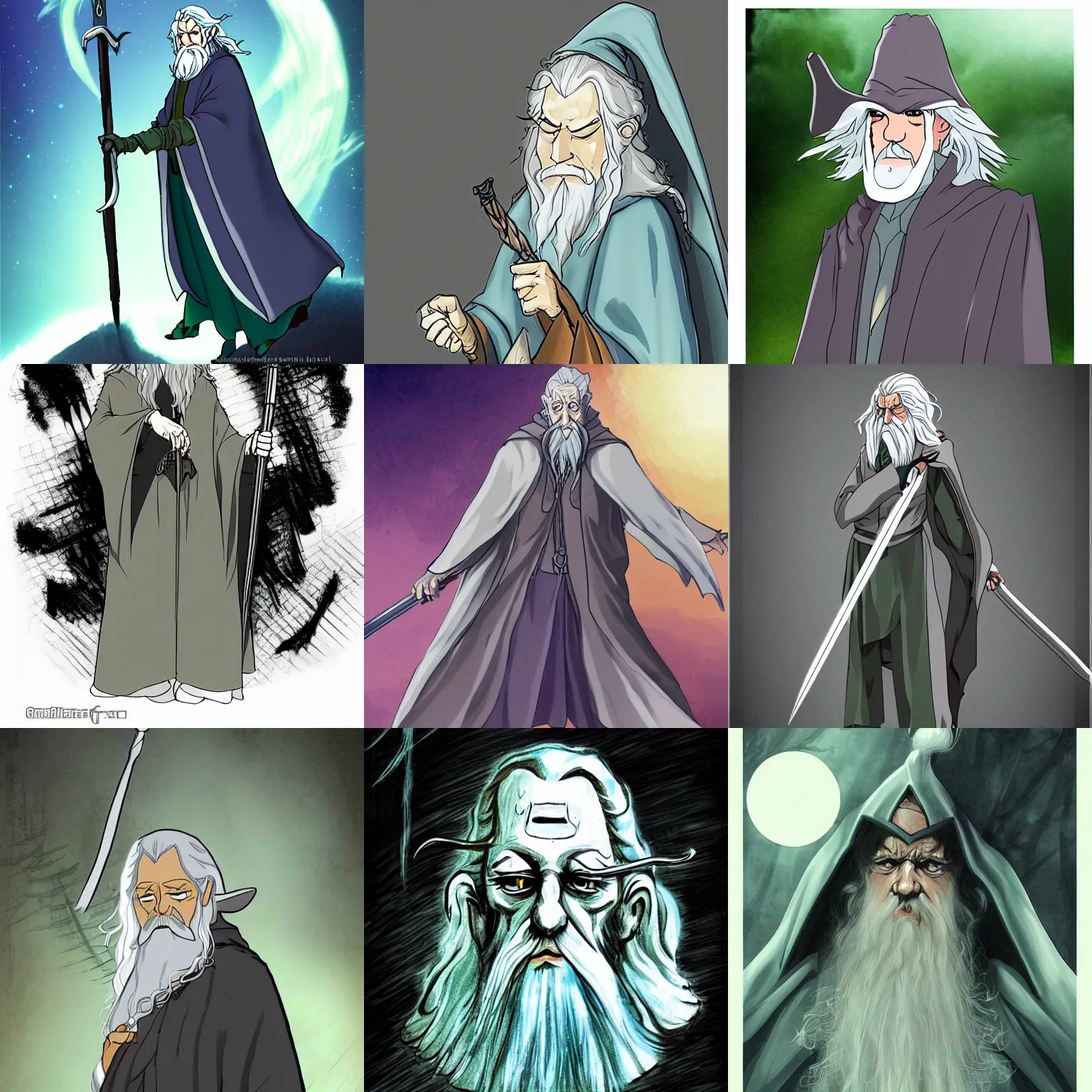 Image similar to gandalf ecogoth from the near future past, anime, manga, studio mir