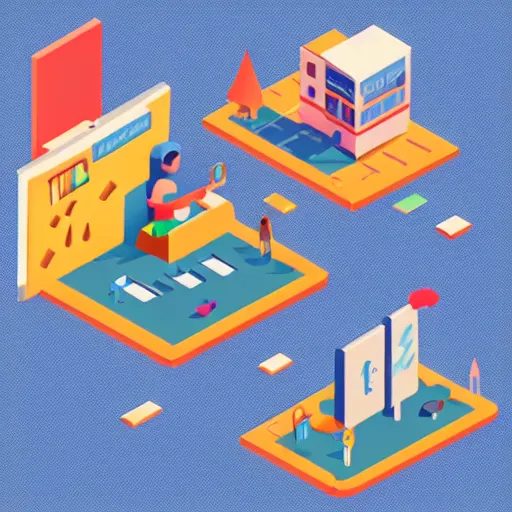 Prompt: isometric flat art graphic for facebook listicle that is exciting and promotional