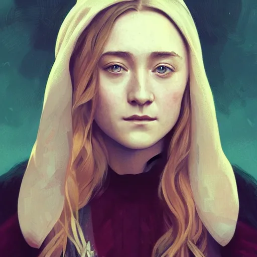 Prompt: portrait of Saoirse Ronan highly detailed, digital painting, artstation, smooth, sharp focus, illustration, art by artgerm and greg rutkowski and alphonse mucha