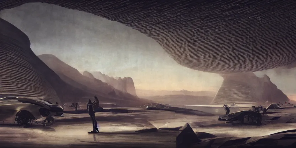 Image similar to sci-fi organic form car and wall structure in the coronation of napoleon painting by Jacques-Louis David in the blade runner 2049 film organic architecture forms artwork by caravaggio unreal engine 5 keyshot octane lighting ultra high detail ultra hyper realism 8k 16k in plastic dark tilt shift full-length view