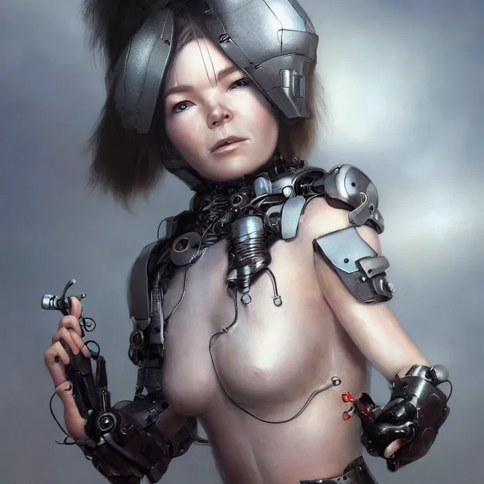 Image similar to hyper - realistic bjork leather cyborg - by tom bagshaw, by ilya kuvshinov, rtx rendering, octane render 1 2 8 k, maya, extreme high intricate details by wlop, digital anime art by ross tran, medium shot, close up shot, composition by sana takeda, dramatic lighting by greg rutkowski, 8 k, trending on artstation