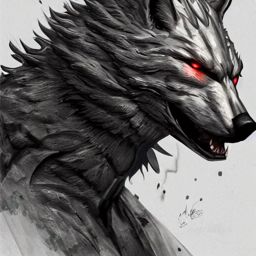 Image similar to iron wolf , trending on Artstation