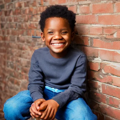 Image similar to portrait of a black boy smiling, studio portrait