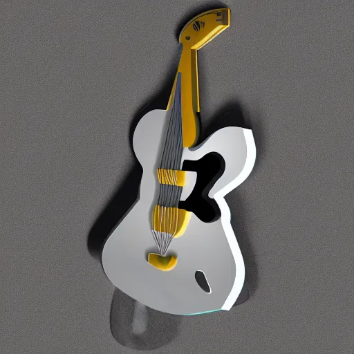 Prompt: Scissors shaped like a guitar, photorealistic, 3d, 8k