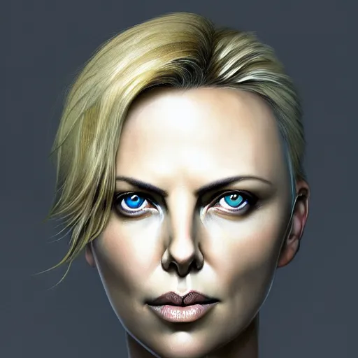 Image similar to nature photography of cherlize theron face fused with a heron fish ( ( charlize theron fish hybrid with charlize theron face ) ), charlize theron sentient fish face, by greg rutkowski