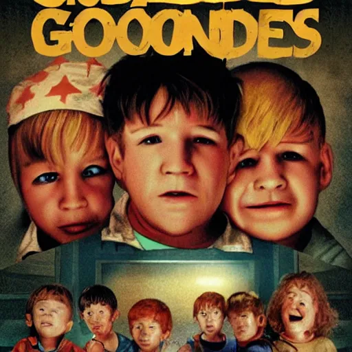 Prompt: film poster the goonies in the ghetto