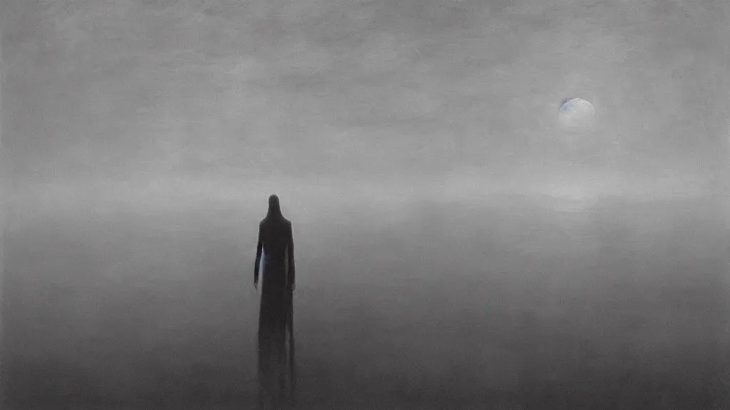 Prompt: the lonely specter by Zdzisław Beksiński, cinematic