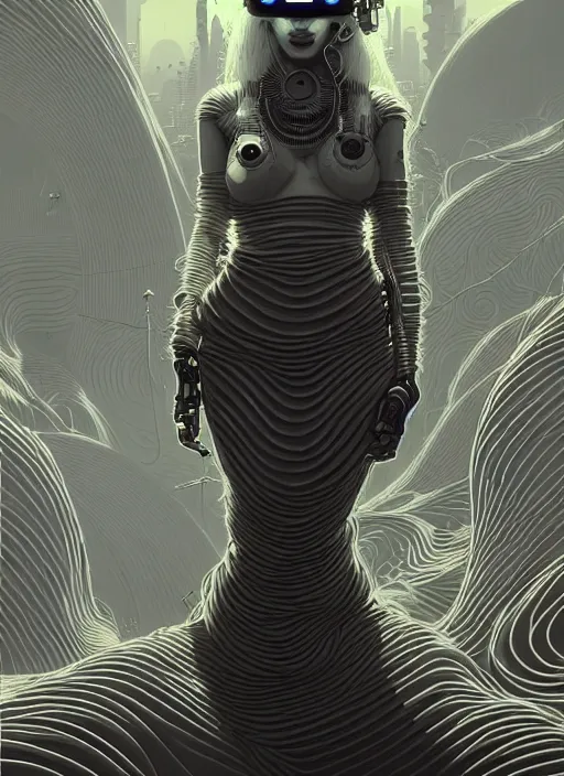 Image similar to highly detailed portrait of a cyberpunk long curly white hair tribal lady, stray wiring by atey ghailan, james gilleard, by joe fenton, by greg rutkowski, by greg tocchini, by kaethe butcher, 4 k resolution, gradient yellow, black and white color scheme!!! ( ( sandstorm robotic desert landscape background ) )