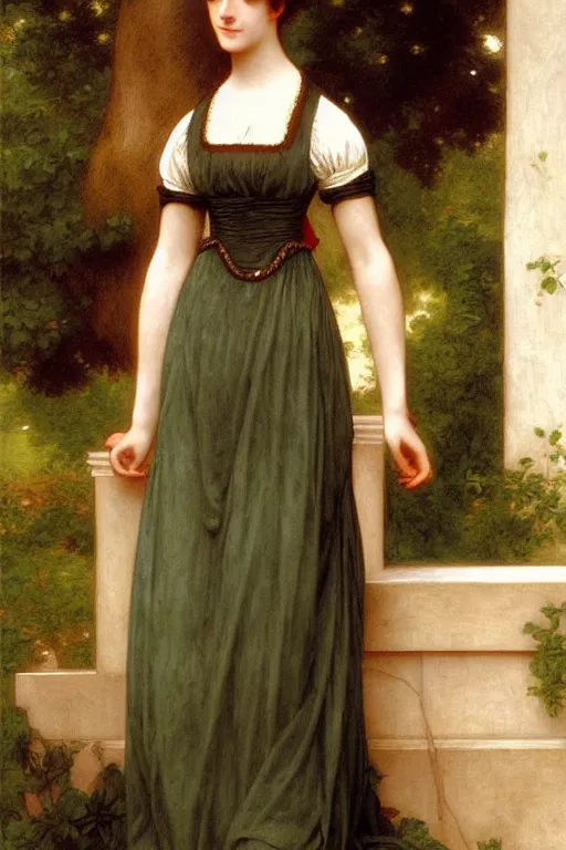 Image similar to jane austen in a greec - style dress, painting by rossetti bouguereau, detailed art, artstation