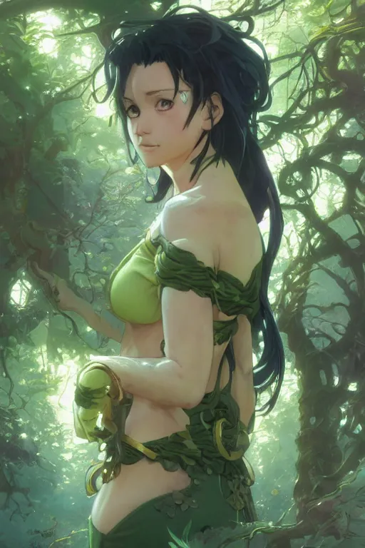 Image similar to anime key visual of a beautiful young female shehulk intricate, magical forest, stunning, highly detailed, digital painting, artstation, smooth, hard focus, illustration, art by artgerm and greg rutkowski and alphonse mucha