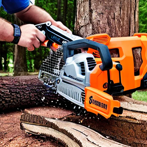 Prompt: Advertising photo of Baby's First Chainsaw.