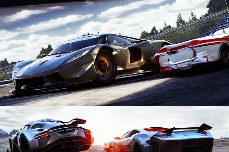 Image similar to sport car gran turismo 7 forza horizon need for speed fast and furious 5 unreal engine super game concept car octane render, 4 k, hd 2 0 2 2 3 d cgi rtx hdr style chrome reflexion, global illumination ray tracing hdr arstation by ian pesty by jesper ejsing pixar and disney unreal