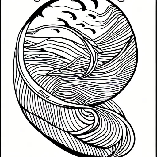 Image similar to tattoo sketch of a ocean, on a canva, blackwork, ornamental, line art, vector,