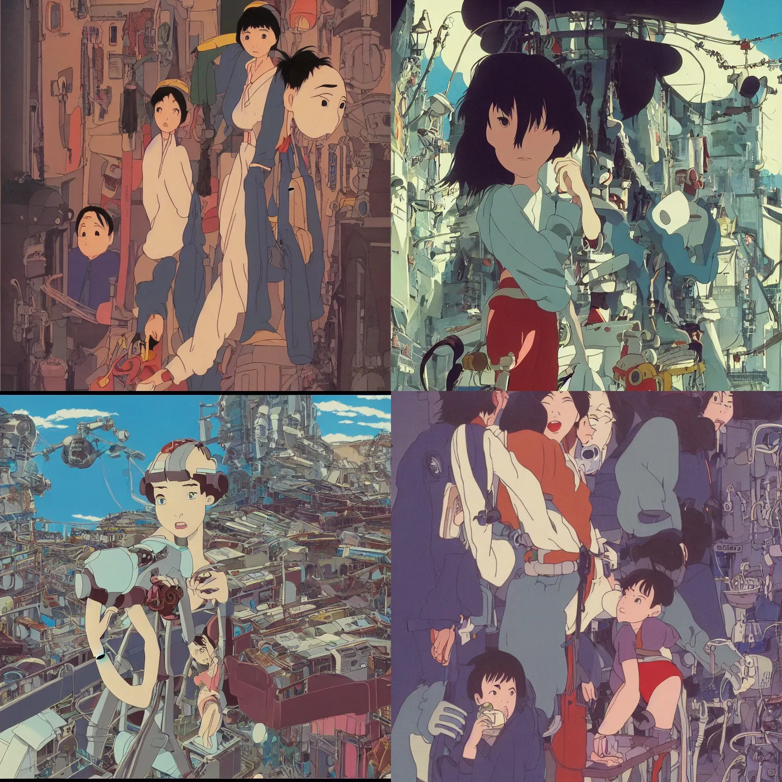Prompt: key art for a Disney animated film from 1990 from Hayao Miyazaki's Spirited Away of a futuristic western cyborg in a seedy saloon. studio ghibli