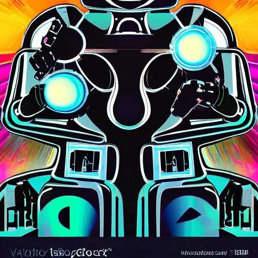 Image similar to futuristic poster of 2 robots