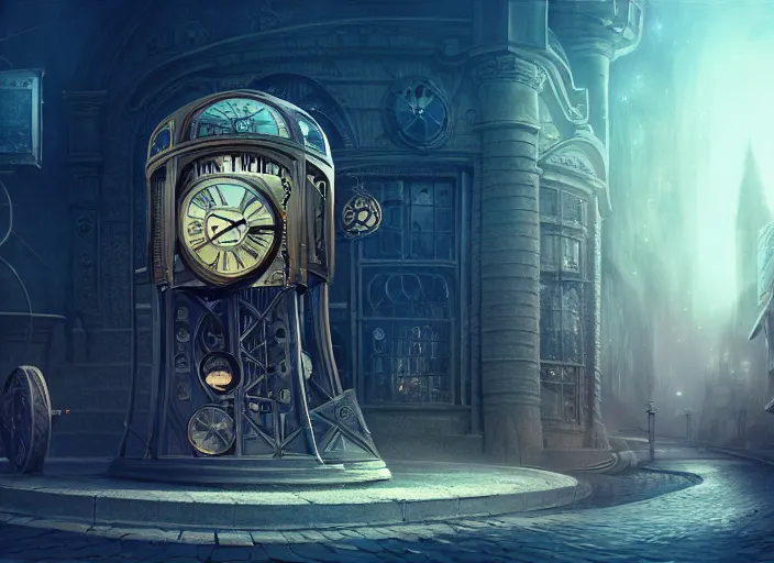 Image similar to time travel machine, future, time travel, illustration, high quality, details, intricate, atmosphere, highly detailed, matte painting, cinematic, digital painting, deviantart, concept art