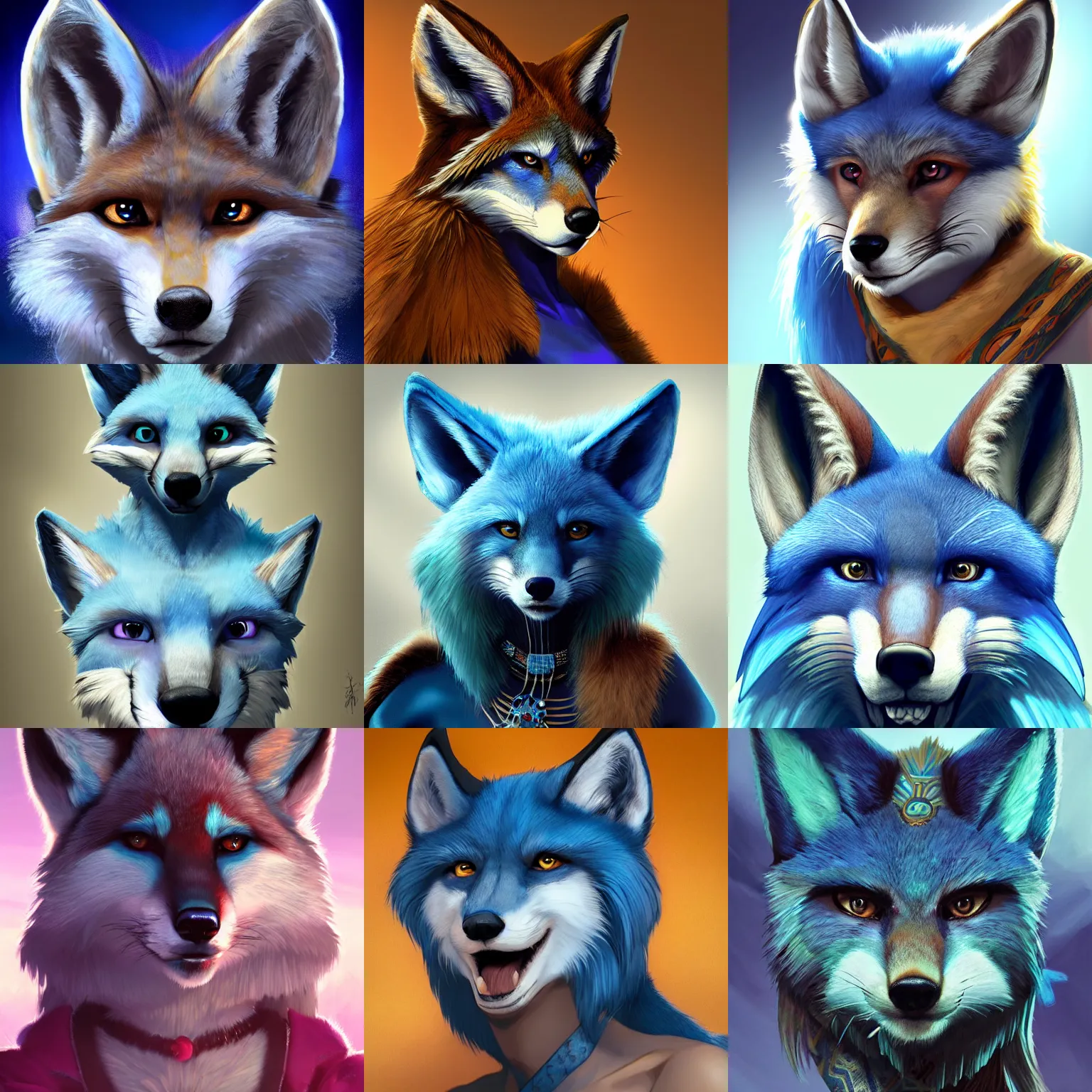 Prompt: a portrait of krystal, a blue - furred vixen with tribal clothing, artstation, greg rutkowski, furry furaffinity, krystal from star fox