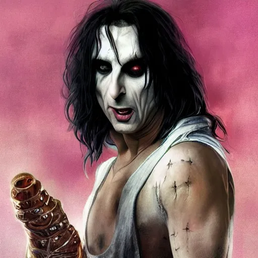 Image similar to portrait of michael mando as alice cooper as dream of the endless, the sandman, made by caravaggio stanley artgerm lau wlop rossdraws artstation cgsociety concept art cgsociety octane render