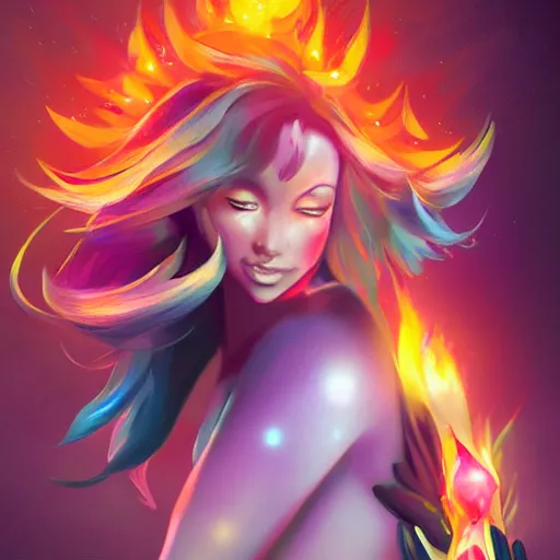 Image similar to crystal gem on fire, digital art, highly detailed, artgerm, sharp focus