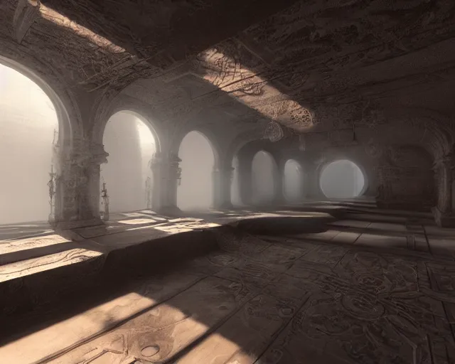 Prompt: hauntingly beautiful optical illusion spanning time and space, ethereal global illumination, detailed unreal engine render