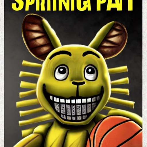 Prompt: springtrap playing in the nba