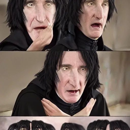 Prompt: severus snape cringing