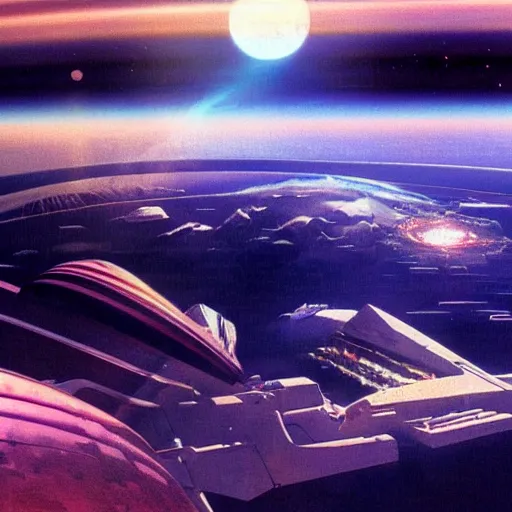 Image similar to holographic planet projection of a world being created, close - up view, cinematic lighting, science - fiction, detailed, matte painting, syd mead, john harris,