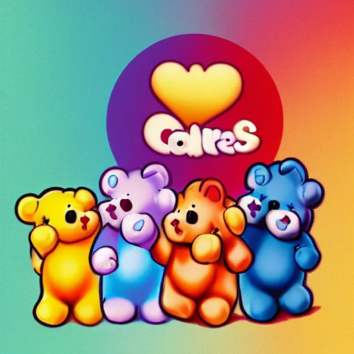 Prompt: care bears with bloody knife, digital art, rich deep colors, smooth shadows, high resolution, cinematic