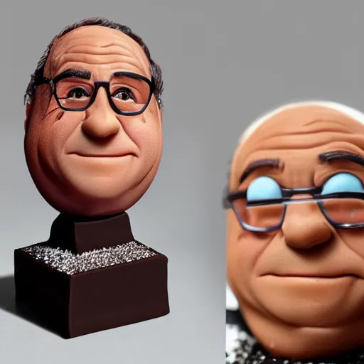 Prompt: edible chocolate figurine of danny devito