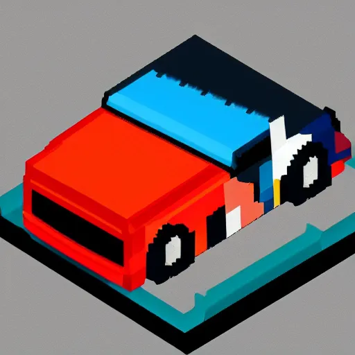 Image similar to pixel art isometric drawing, car, detailed