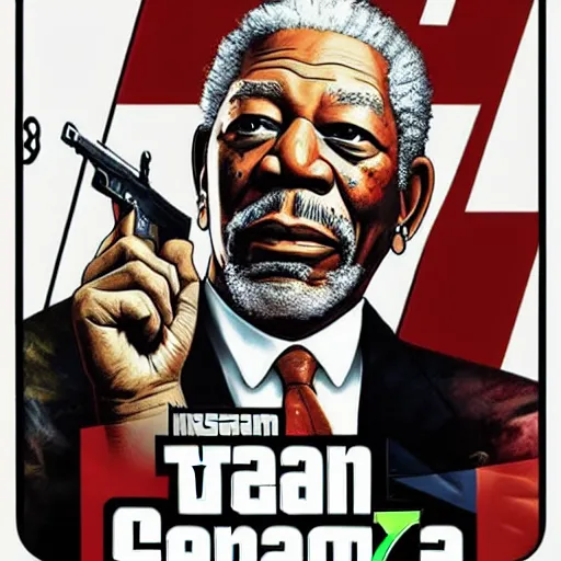 Image similar to !dream Gangster Morgan Freeman in GTA V Cover art